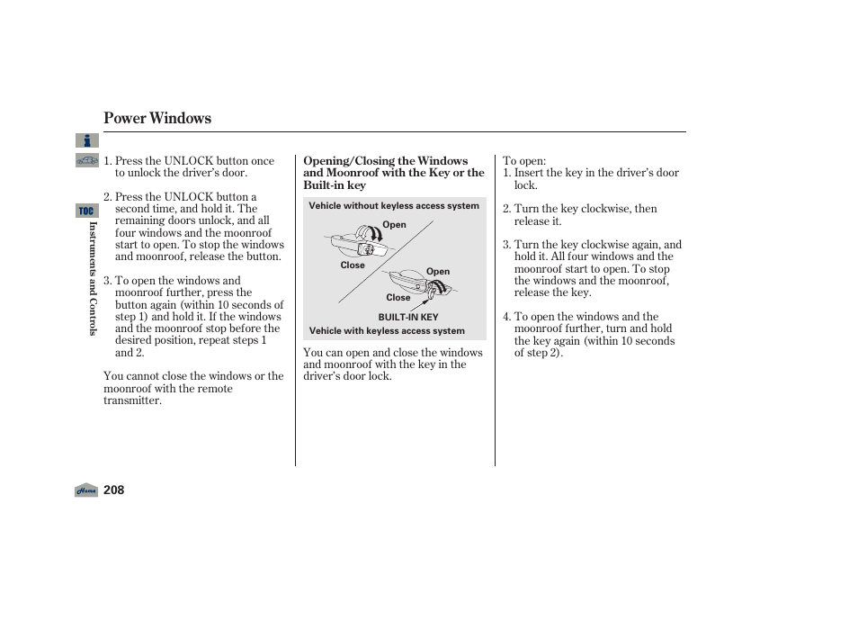 Power windows, 2012 tl | Acura 2012 TL User Manual | Page 212 / 650