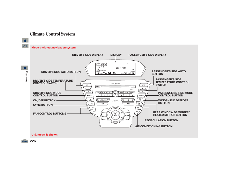 Climate control system, 2012 tl | Acura 2012 TL User Manual | Page 230 / 650