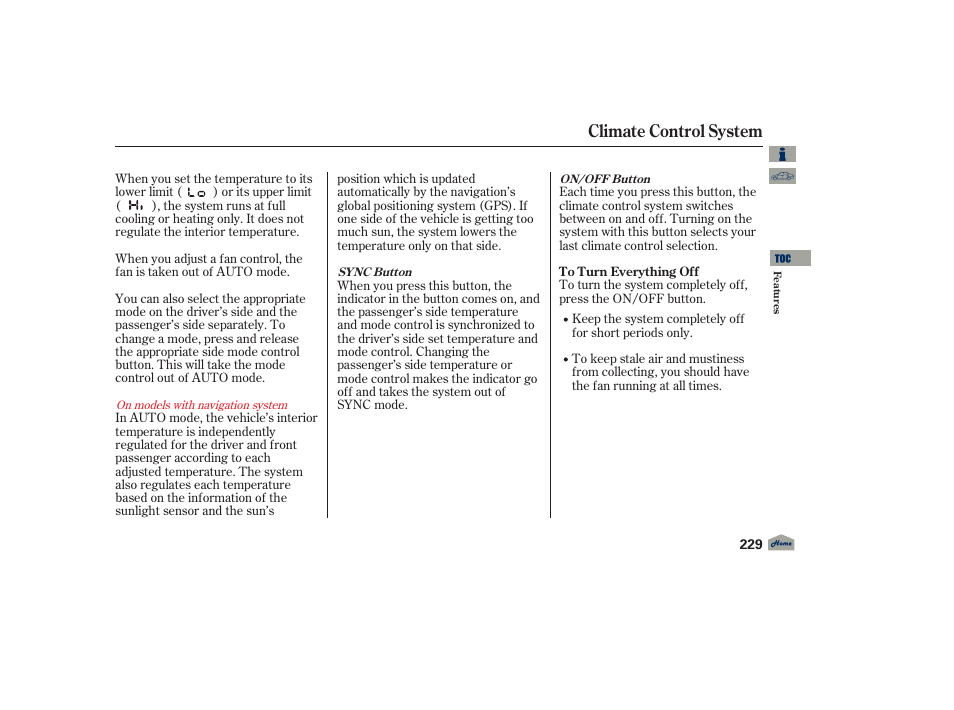 Climate control system | Acura 2012 TL User Manual | Page 233 / 650