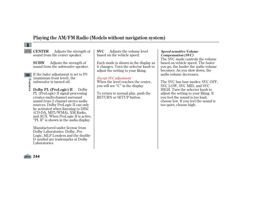 Acura 2012 TL User Manual | Page 248 / 650