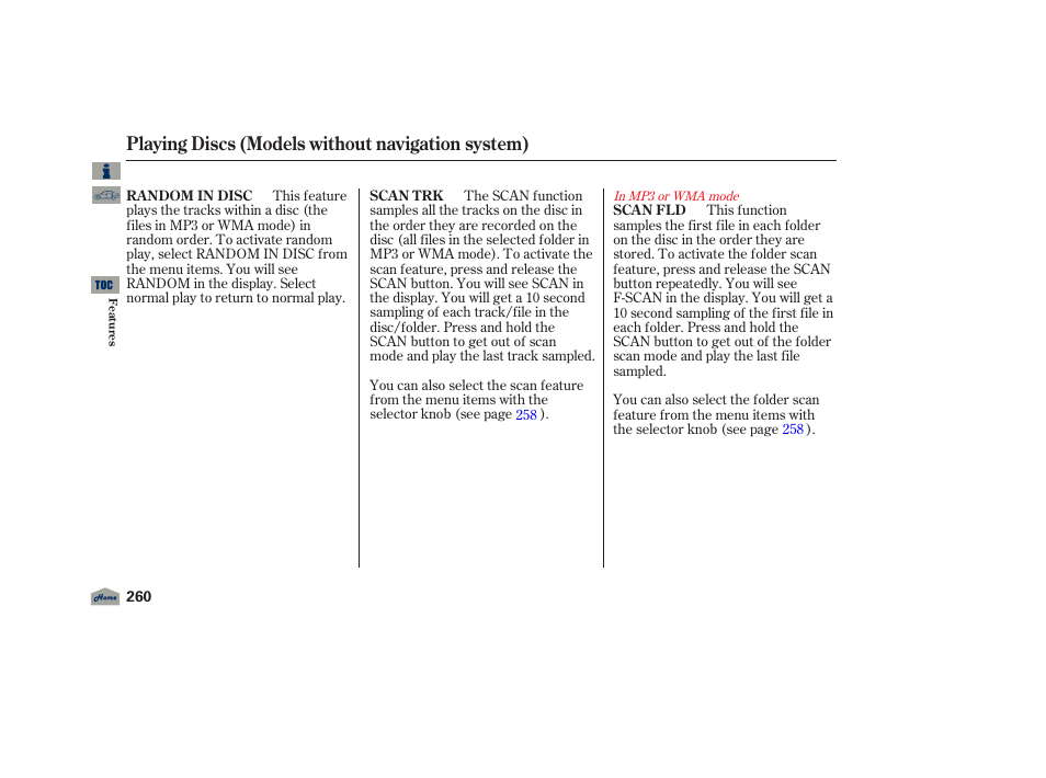 Playing discs (models without navigation system) | Acura 2012 TL User Manual | Page 264 / 650