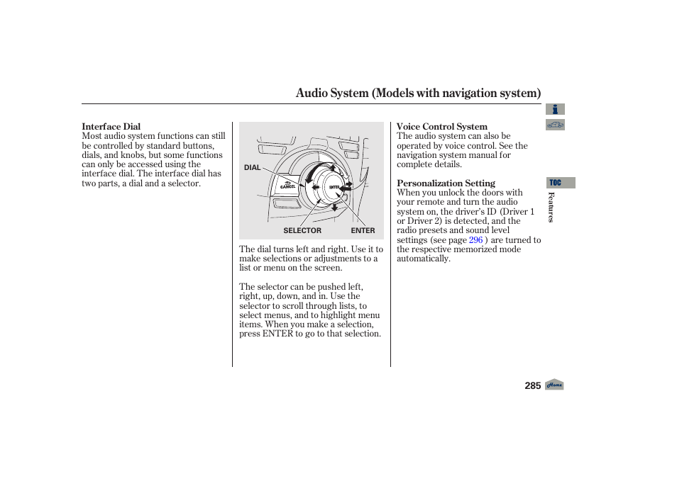 Audio system (models with navigation system) | Acura 2012 TL User Manual | Page 289 / 650