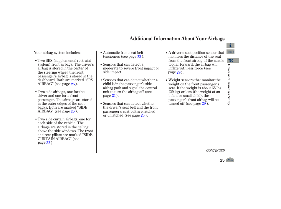 Additional information about your airbags | Acura 2012 TL User Manual | Page 29 / 650