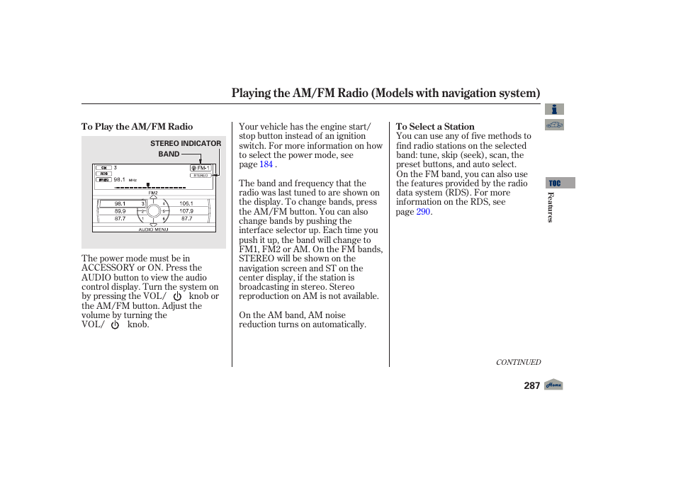 Acura 2012 TL User Manual | Page 291 / 650