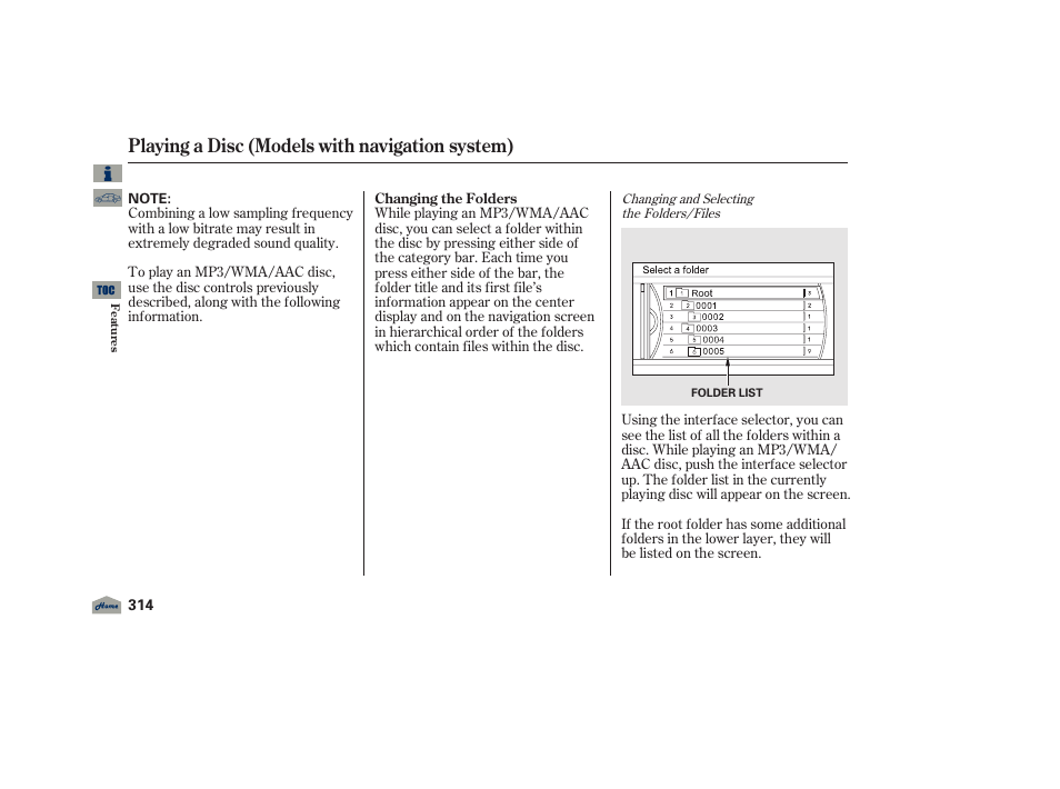 Playing a disc (models with navigation system) | Acura 2012 TL User Manual | Page 318 / 650