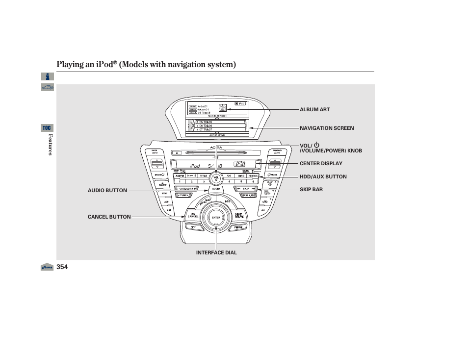 Playing an ipod (models with navigation system), 2012 tl | Acura 2012 TL User Manual | Page 358 / 650