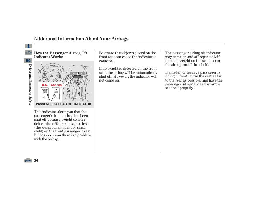 Additional information about your airbags, 2012 tl | Acura 2012 TL User Manual | Page 38 / 650