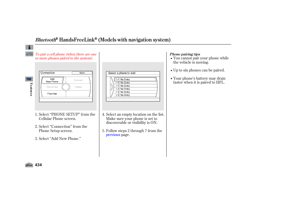 Handsfreelink (models with navigation system), Bluetooth | Acura 2012 TL User Manual | Page 438 / 650