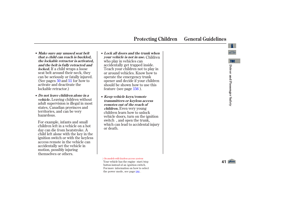 Protecting children general guidelines, 2012 tl | Acura 2012 TL User Manual | Page 45 / 650