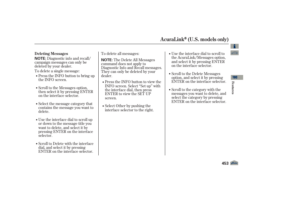 Acuralink (u.s. models only) | Acura 2012 TL User Manual | Page 457 / 650