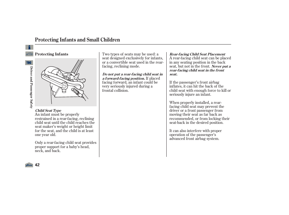 Protecting infants and small children, 2012 tl | Acura 2012 TL User Manual | Page 46 / 650