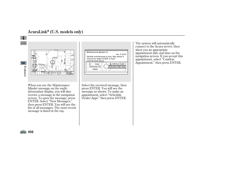 Acuralink (u.s. models only) | Acura 2012 TL User Manual | Page 460 / 650