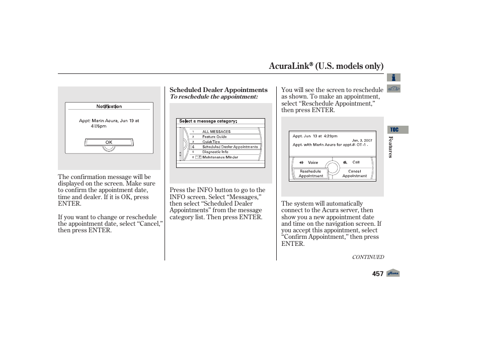 Acuralink (u.s. models only) | Acura 2012 TL User Manual | Page 461 / 650