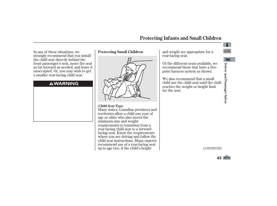 Protecting infants and small children, 2012 tl | Acura 2012 TL User Manual | Page 47 / 650