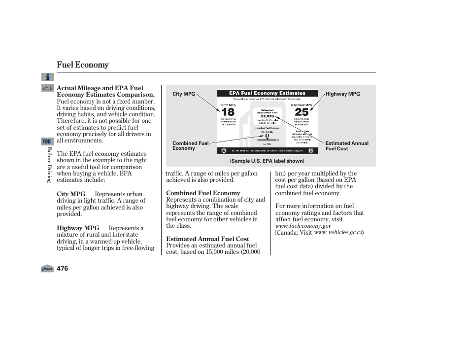 Fuel economy, 2012 tl | Acura 2012 TL User Manual | Page 480 / 650