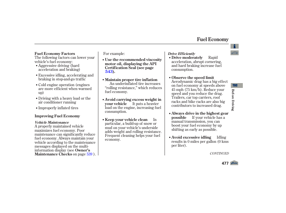 Fuel economy | Acura 2012 TL User Manual | Page 481 / 650