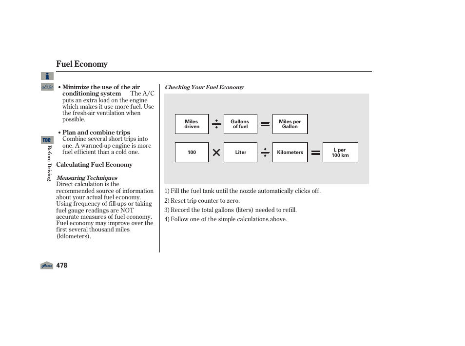 Fuel economy, 2012 tl | Acura 2012 TL User Manual | Page 482 / 650