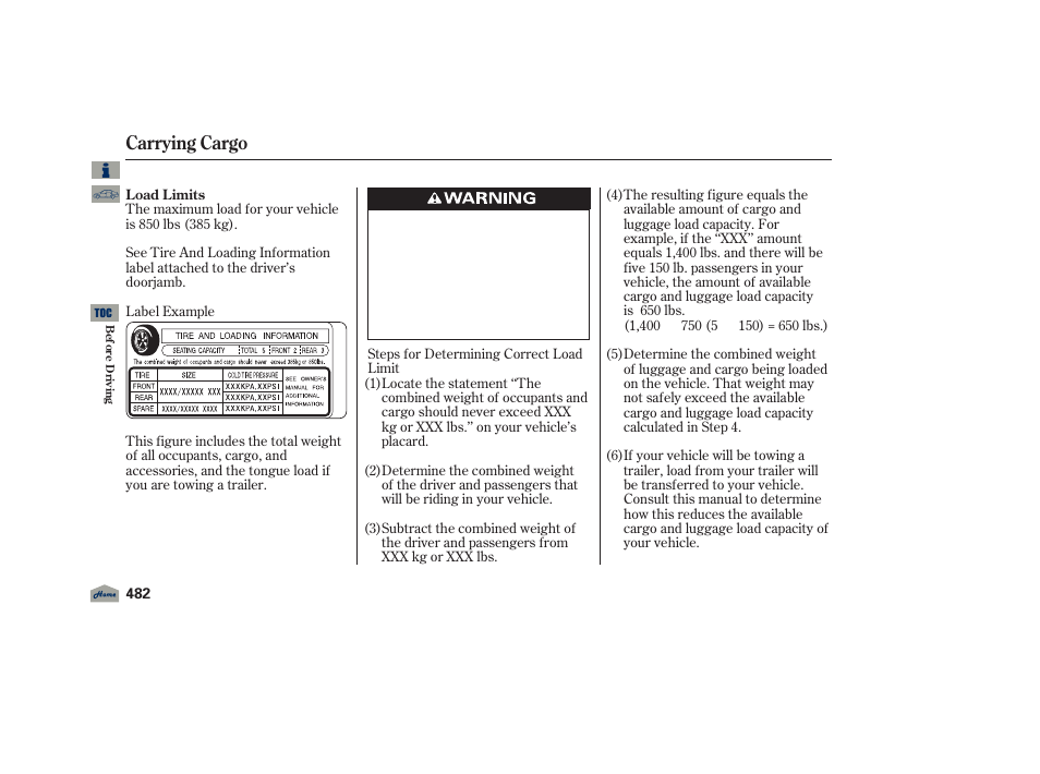 Carrying cargo | Acura 2012 TL User Manual | Page 486 / 650