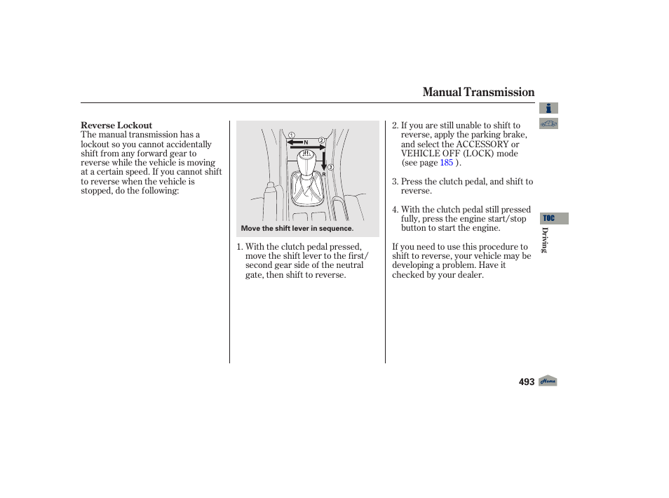 Manual transmission | Acura 2012 TL User Manual | Page 497 / 650