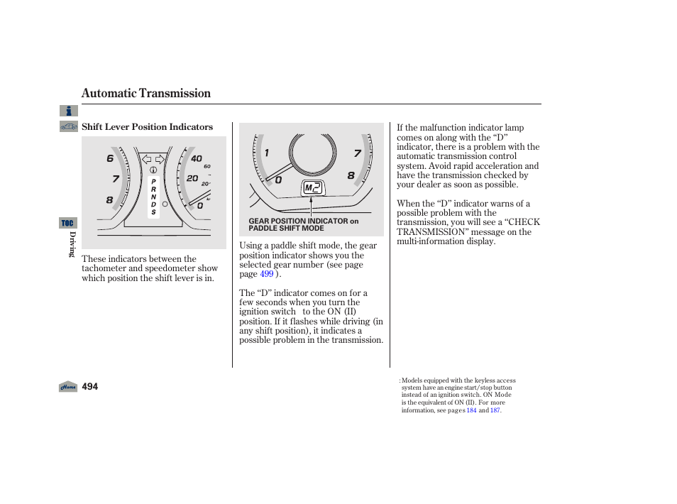 Automatic transmission, 2012 tl | Acura 2012 TL User Manual | Page 498 / 650