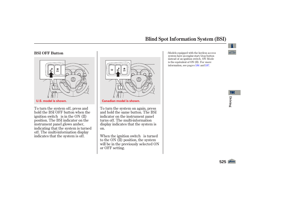 Blind spot information system (bsi), 2012 tl | Acura 2012 TL User Manual | Page 529 / 650
