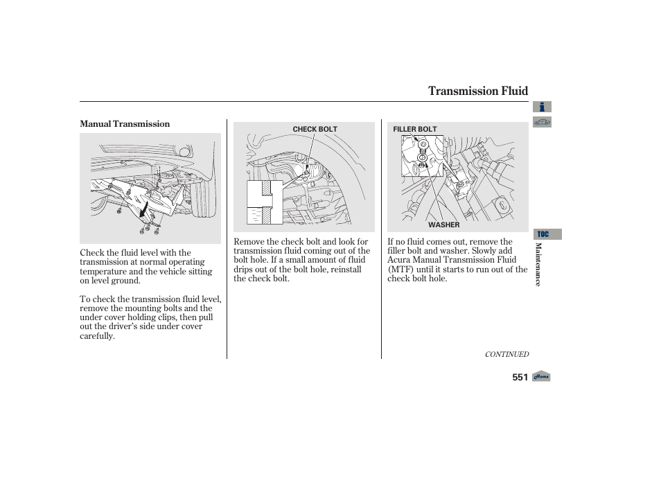 Transmission fluid | Acura 2012 TL User Manual | Page 555 / 650