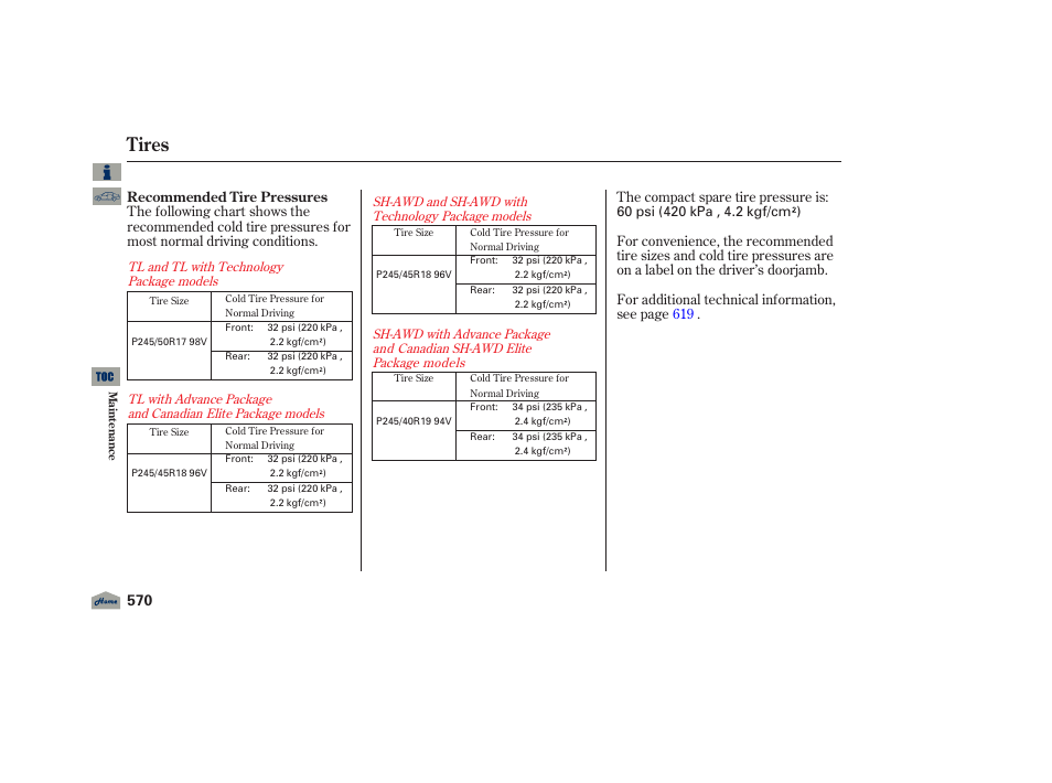 Tires, 2012 tl | Acura 2012 TL User Manual | Page 574 / 650