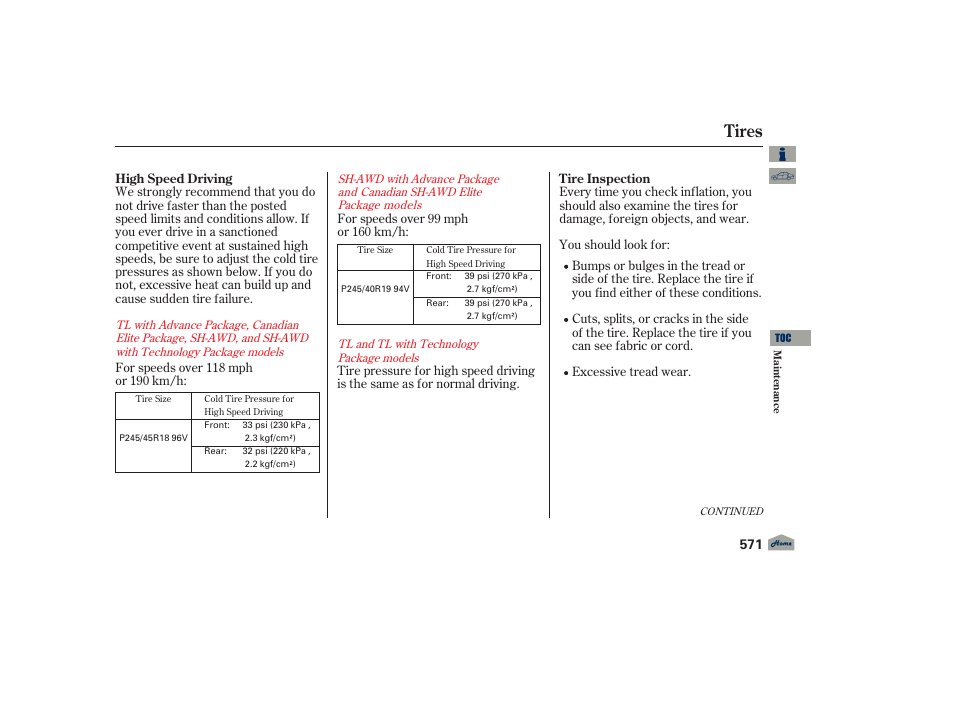 Tires, 2012 tl | Acura 2012 TL User Manual | Page 575 / 650