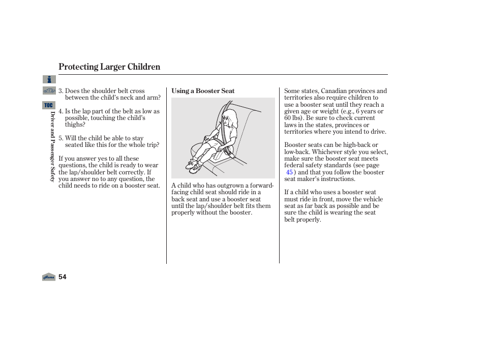 Protecting larger children | Acura 2012 TL User Manual | Page 58 / 650