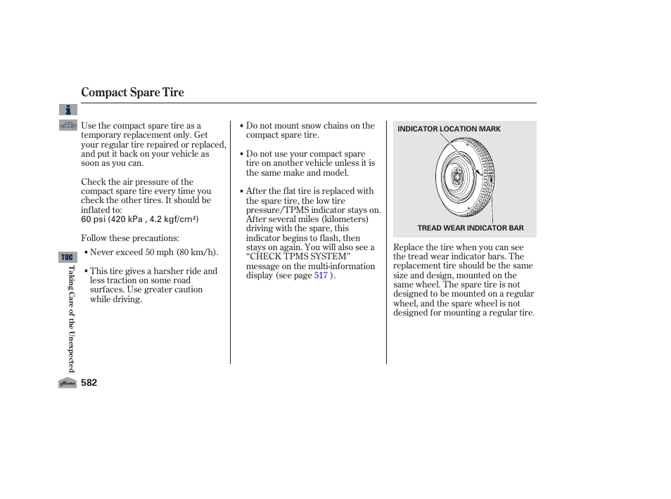 Compact spare tire, 2012 tl | Acura 2012 TL User Manual | Page 586 / 650