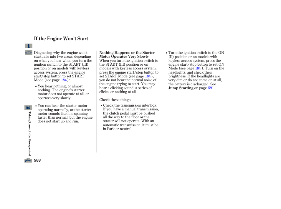 If the engine won’t start, 2012 tl | Acura 2012 TL User Manual | Page 592 / 650