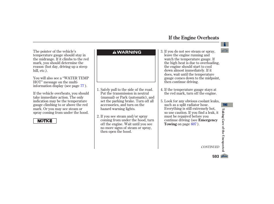 If the engine overheats, 2012 tl | Acura 2012 TL User Manual | Page 597 / 650