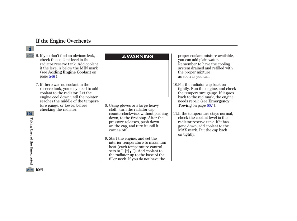 If the engine overheats | Acura 2012 TL User Manual | Page 598 / 650