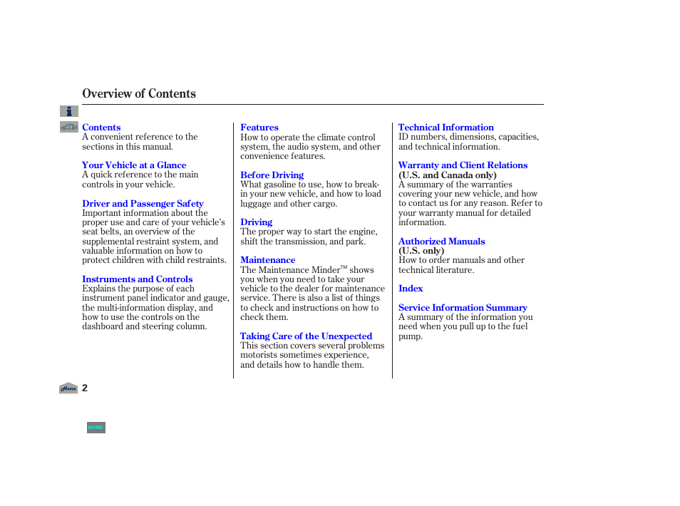 Overview of contents | Acura 2012 TL User Manual | Page 6 / 650