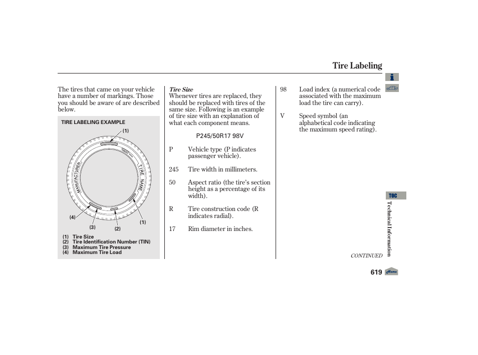 Tire labeling, 2012 tl | Acura 2012 TL User Manual | Page 623 / 650