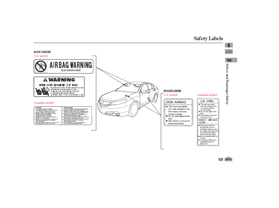 Safety labels, 2012 tl | Acura 2012 TL User Manual | Page 63 / 650