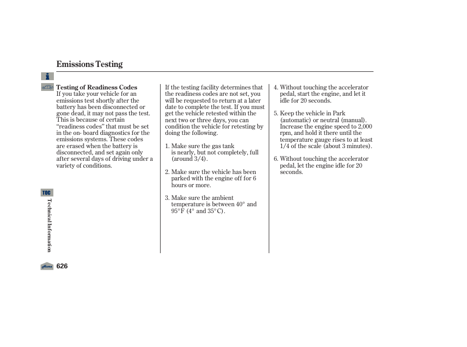 Emissions testing | Acura 2012 TL User Manual | Page 630 / 650