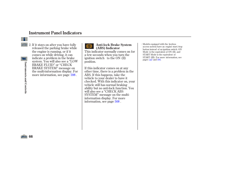 Instrument panel indicators, 2012 tl | Acura 2012 TL User Manual | Page 70 / 650