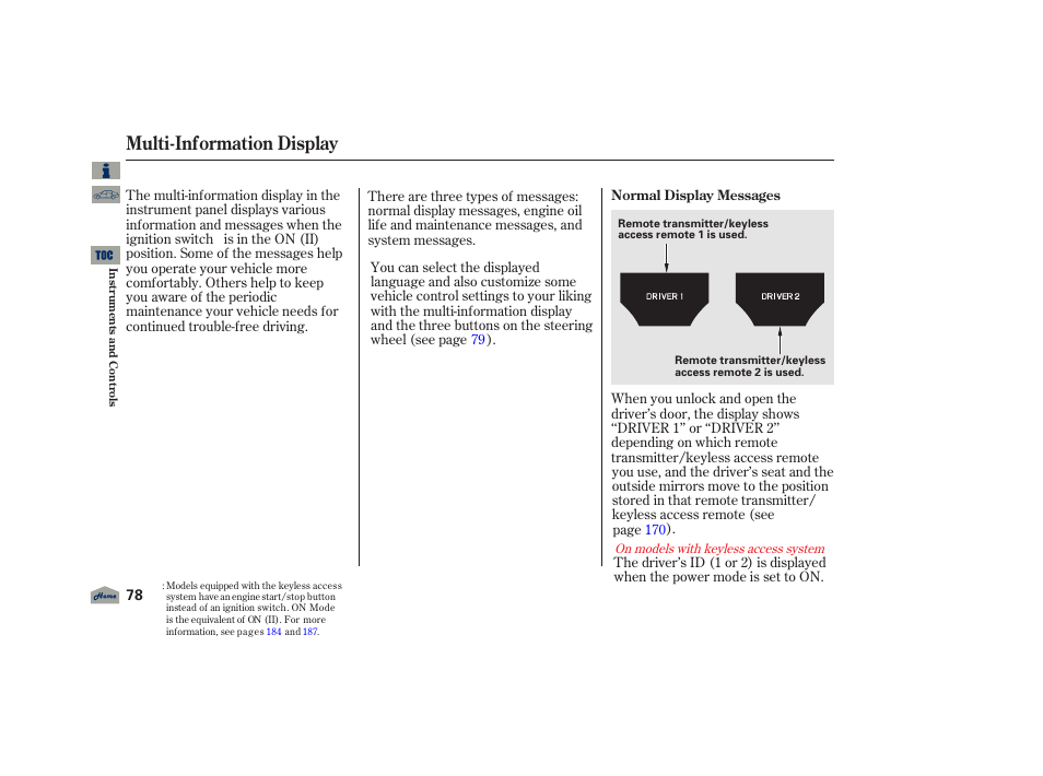 Multi-information display, 2012 tl | Acura 2012 TL User Manual | Page 82 / 650
