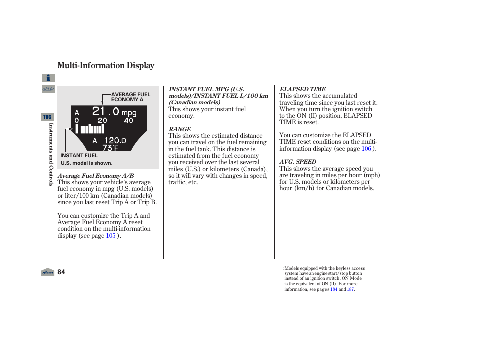 Multi-information display, 2012 tl | Acura 2012 TL User Manual | Page 88 / 650
