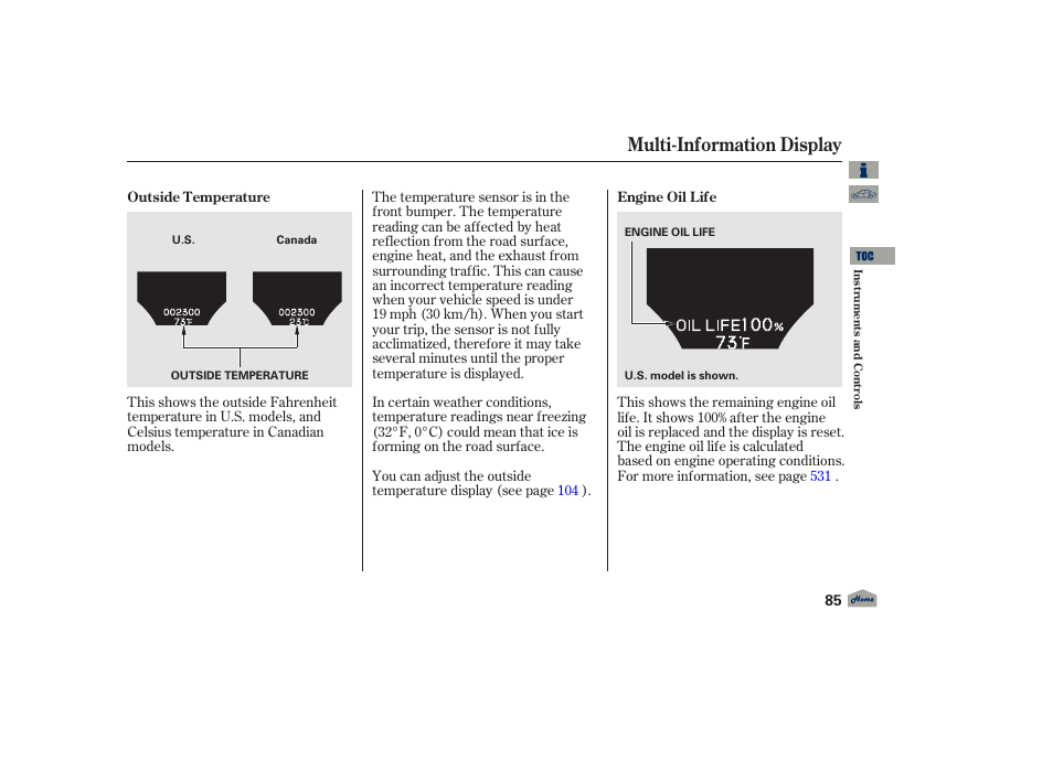 Multi-information display, 2012 tl | Acura 2012 TL User Manual | Page 89 / 650