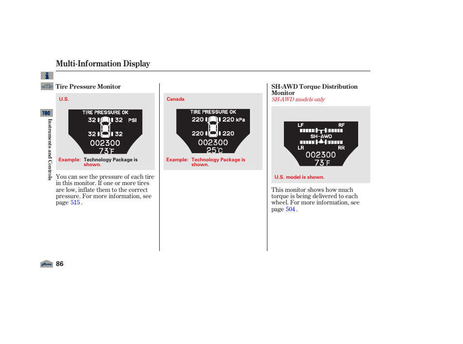 Multi-information display, 2012 tl | Acura 2012 TL User Manual | Page 90 / 650