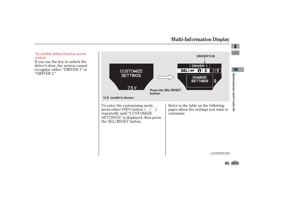 Multi-information display, 2012 tl | Acura 2012 TL User Manual | Page 99 / 650