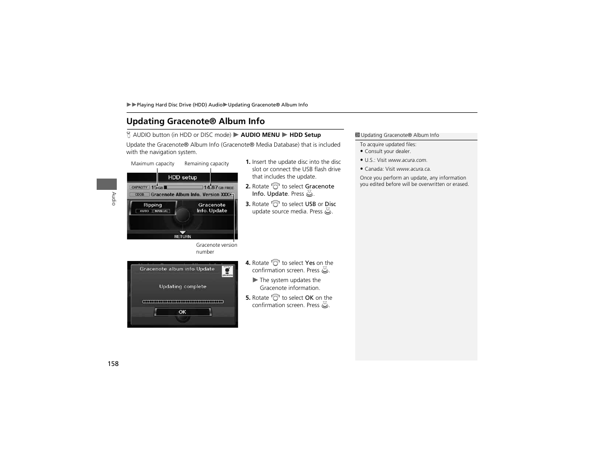 Acura 2012 ZDX Navigation User Manual | Page 160 / 251
