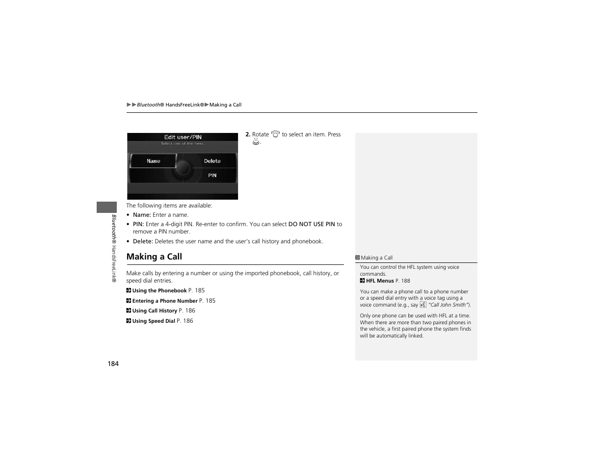Making a call | Acura 2012 ZDX Navigation User Manual | Page 186 / 251