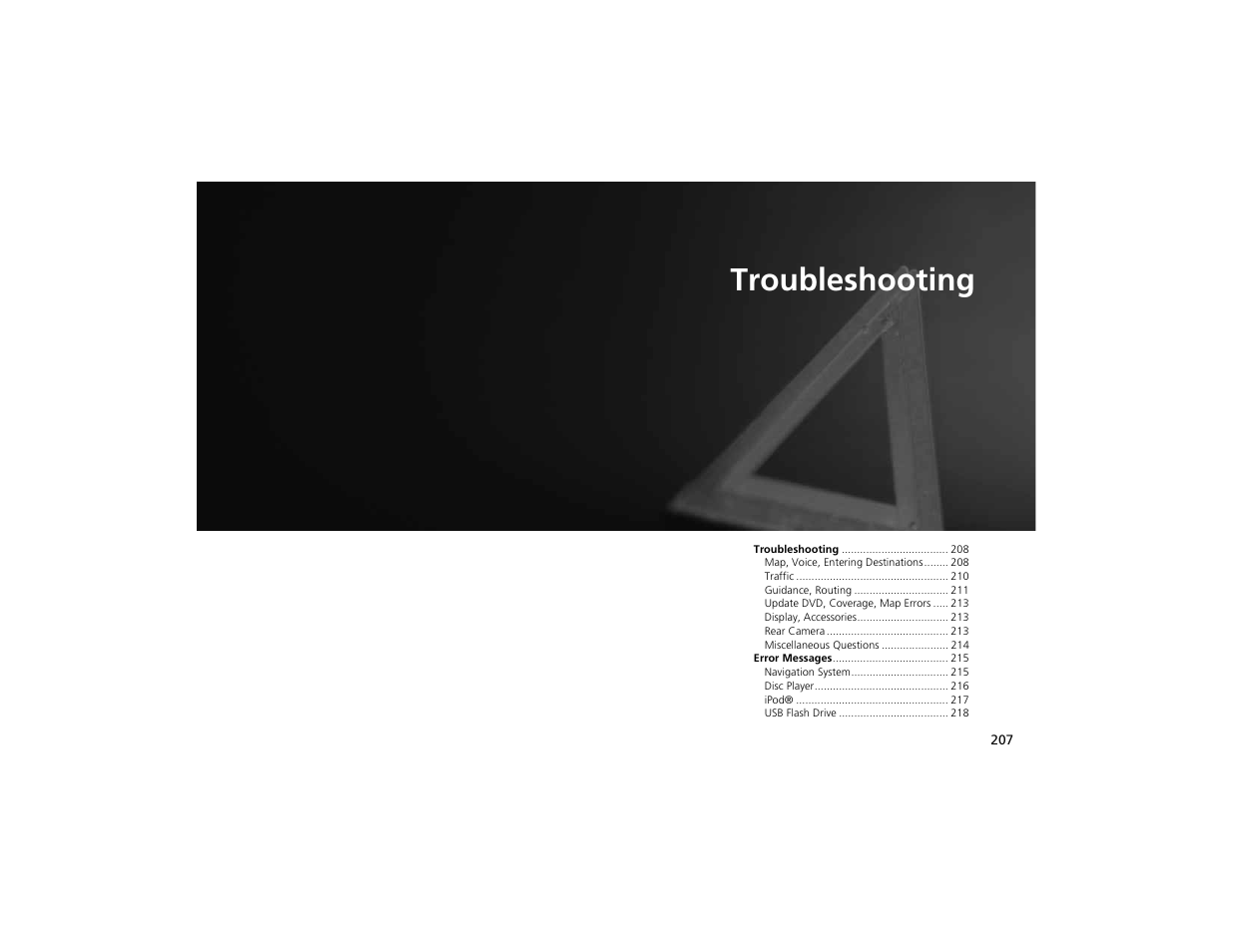 Troubleshooting | Acura 2012 ZDX Navigation User Manual | Page 209 / 251