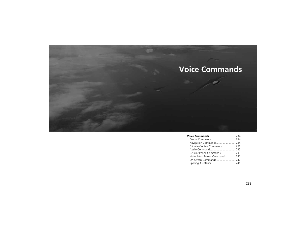 Voice commands | Acura 2012 ZDX Navigation User Manual | Page 235 / 251