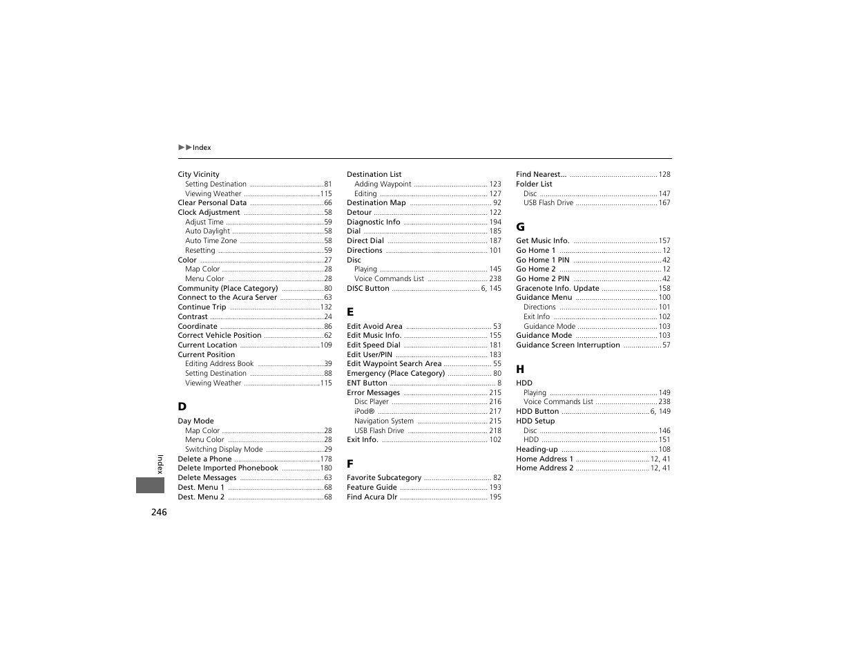 Acura 2012 ZDX Navigation User Manual | Page 248 / 251