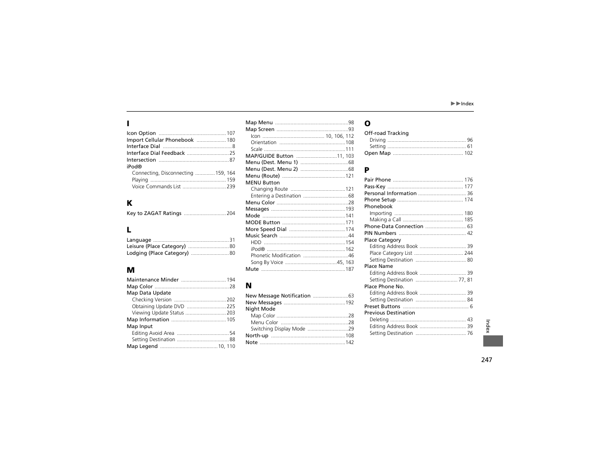 Acura 2012 ZDX Navigation User Manual | Page 249 / 251