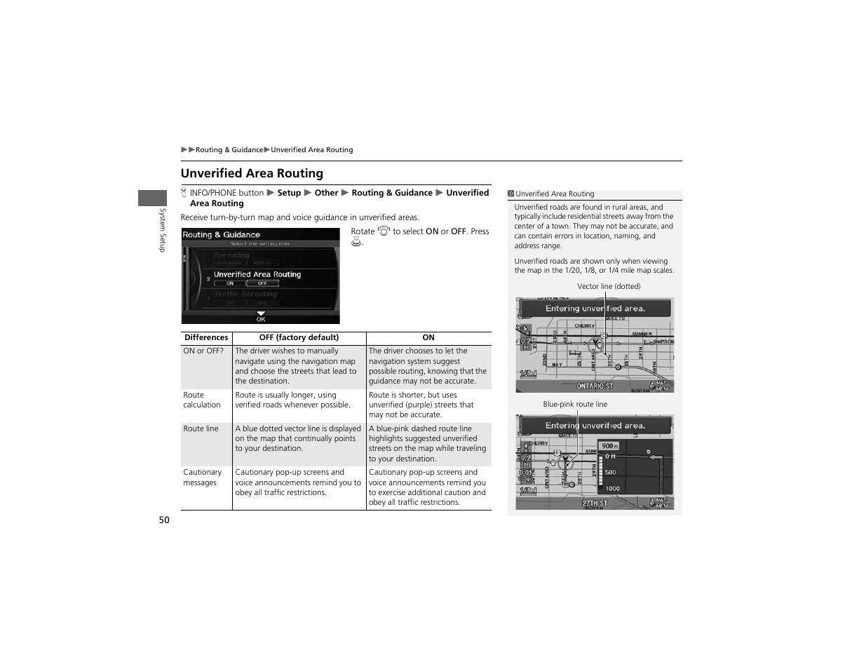 Unverified area routing | Acura 2012 ZDX Navigation User Manual | Page 52 / 251